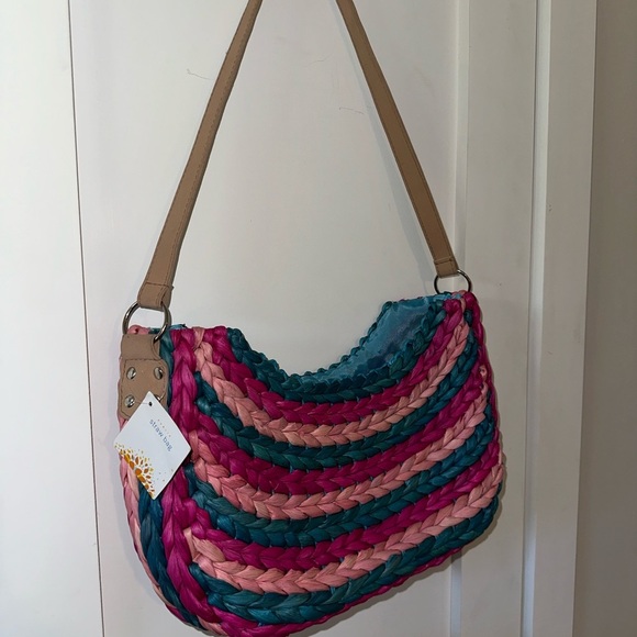 NWT Multicolor Woven Shoulder Bag - Picture 3 of 6